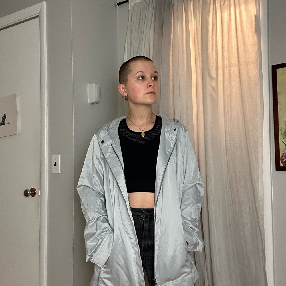 J Jill Gray Utility Jacket Lightweight Hooded Design